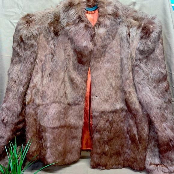 C & A Jackets & Blazers - coney rabbit real fur jacket coat small size 12